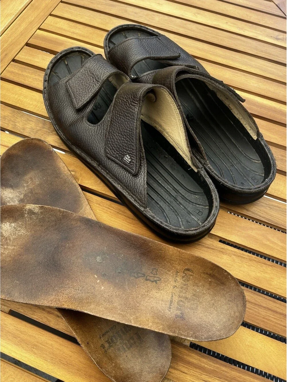 Finn Comfort Riad Men's Size 13 Brown Buggy Leather Slide Sandal EUR 47